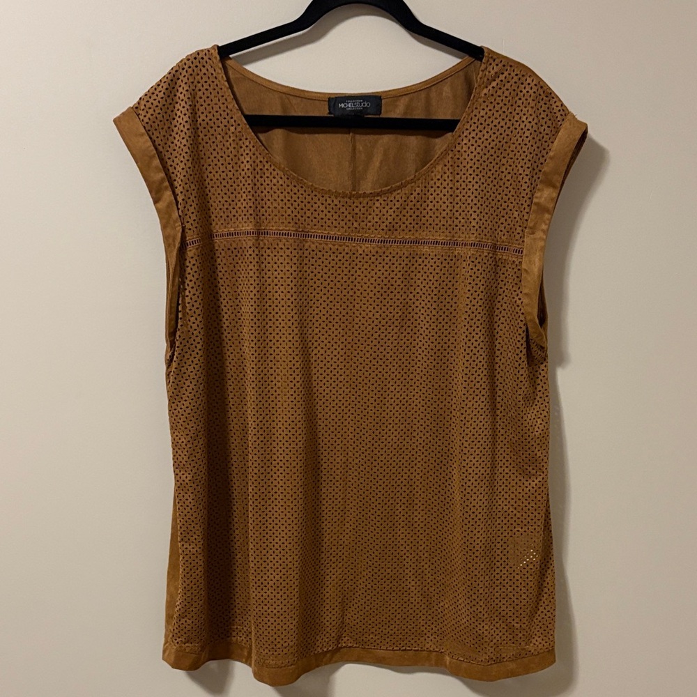 Michel Studio Brown Perforated Blouse